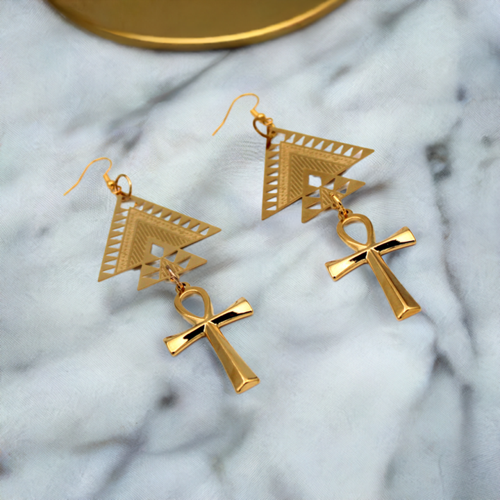 Building Life Gold Ankh Earrings