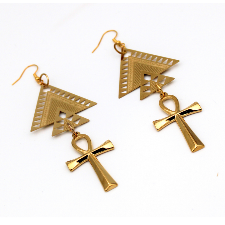 Building Life Gold Ankh Earrings